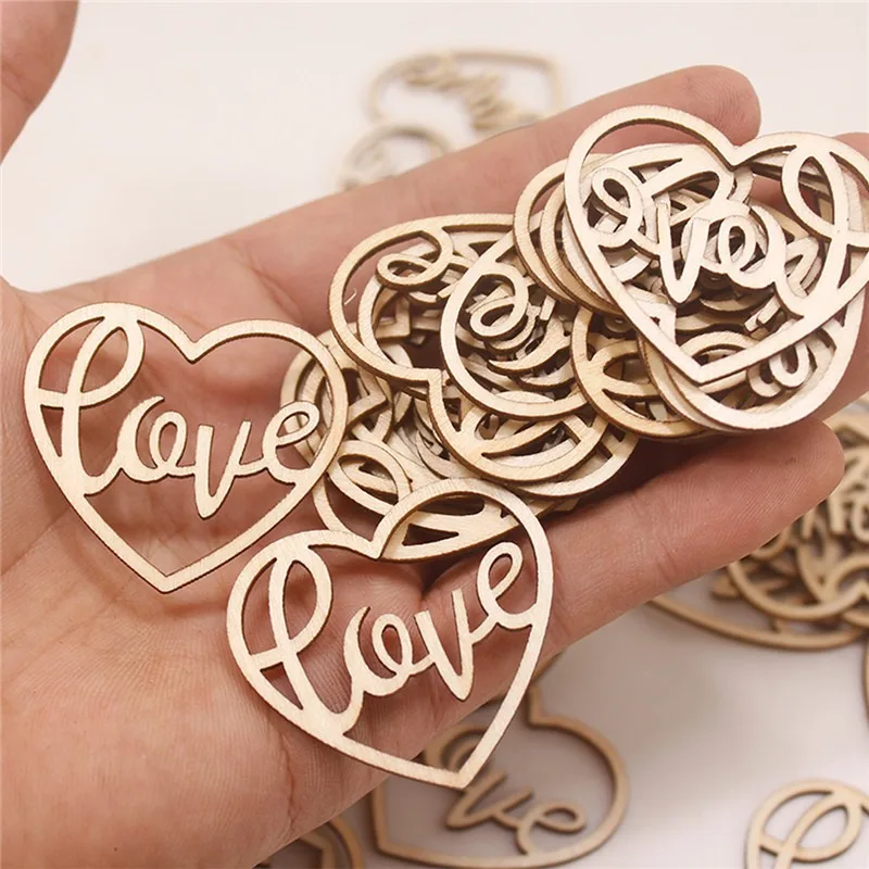 50pcs Heart Wooden Ornament He - огляд і ціна Embellish Craft
