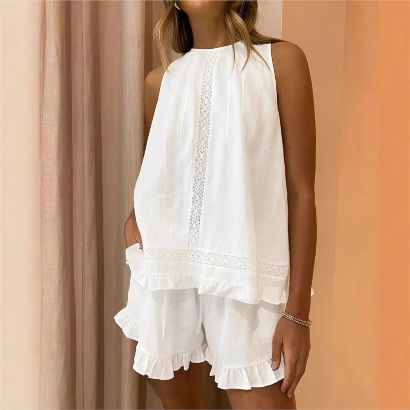 New Women Summer 2Piece Set Wh - огляд і ціна Elastic Lace Trim